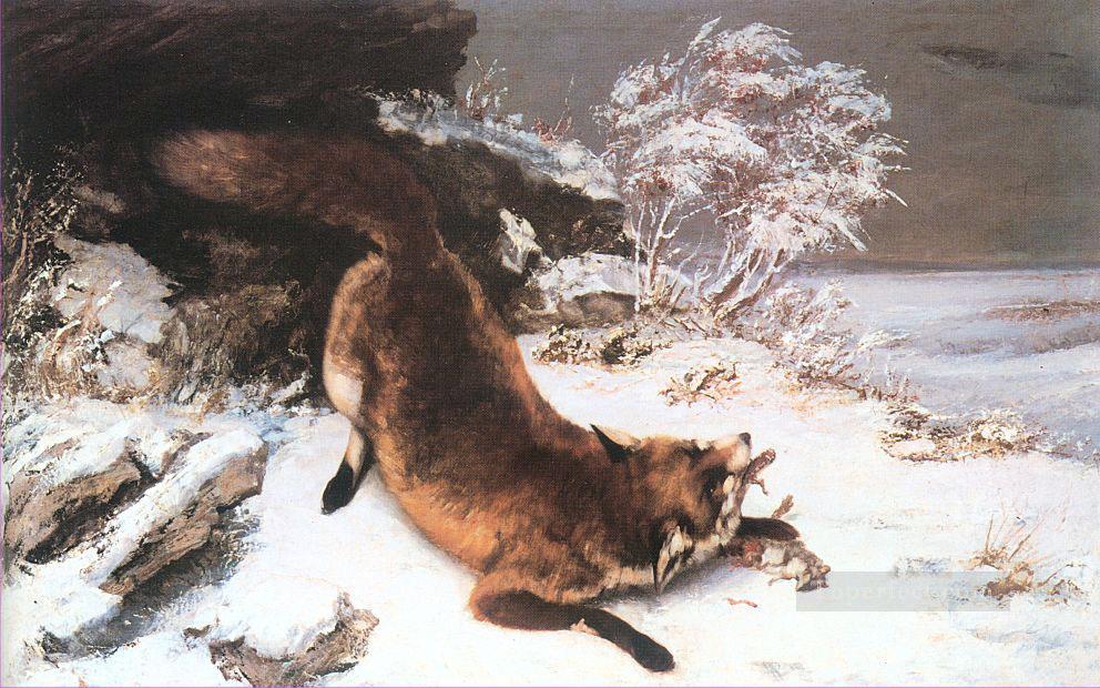 der Fuchs im Schnee Realist Realismus Maler Gustave Courbet Tier Ölgemälde